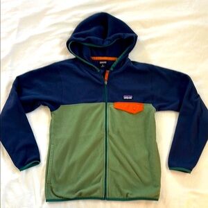 Patagonia Green and Blue Fleece Zip-Up Hoodie